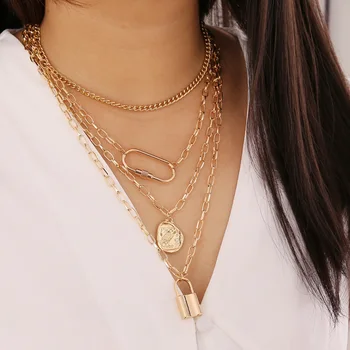 Europe and America Ornament Coin Head Lock Multistory Necklace Women's Geometry Metal Choker N696
Europe and America Ornament Coin Head Lock Multistory Necklace Women's Geometry Metal Choker N696