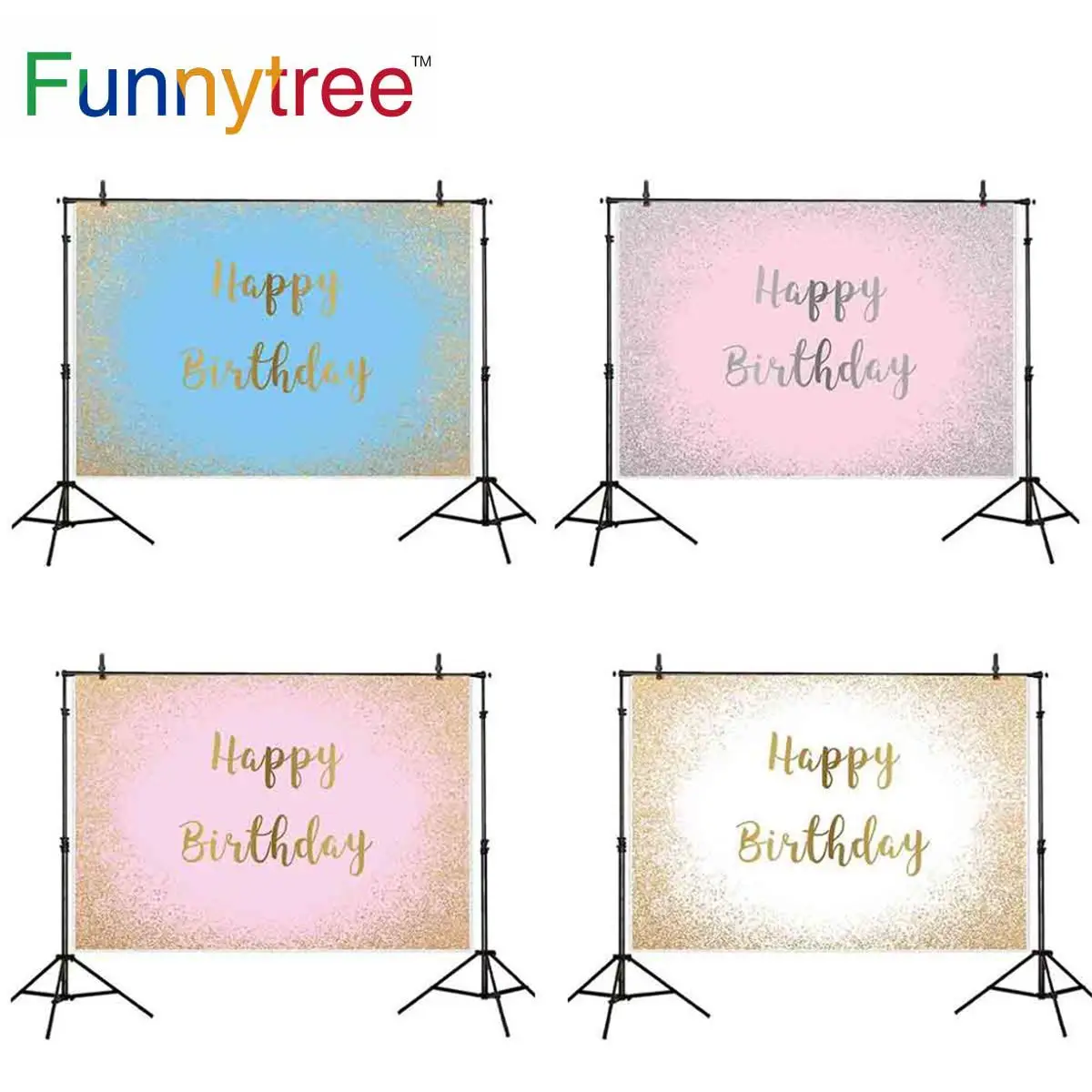 Funnytree фото фон день рождения красочный Золотой Серебряный Блестящий песок
