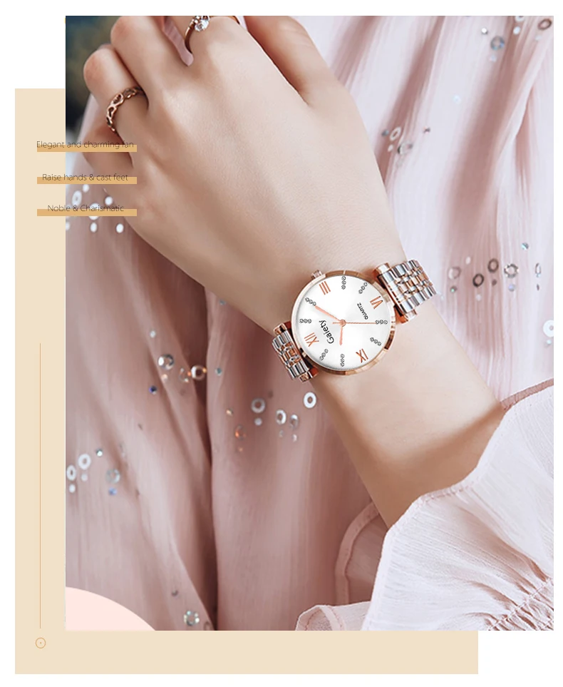 Gaiety Brand Luxury Crystal Watch Women Diamond Rose Gold Steel Strap Ladies Wrist Watches Bracelet Clock Gifts Relogio Feminino
