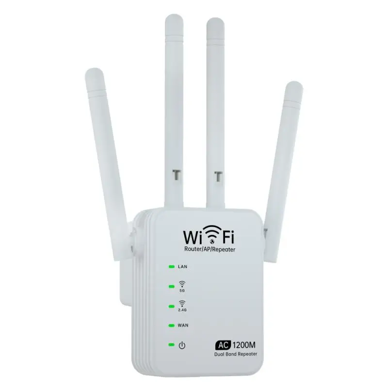 4 Antenna Wi-Fi Range Extender Wireless Wifi Repeater Router 1200Mbps Dual-Band 2.4/5G Wi Fi Routers Home Network Supplies
4 Antenna Wi-Fi Range Extender Wireless Wifi Repeater Router 1200Mbps Dual-Band 2.4/5G Wi Fi Routers Home Network Supplies