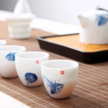 Handmade Ceramic Hand-painted Blue and White Porcelain Kung Fu Cups High White Porcelain Tea Cups Home-style Cups
Handmade Ceramic Hand-painted Blue and White Porcelain Kung Fu Cups High White Porcelain Tea Cups Home-style Cups