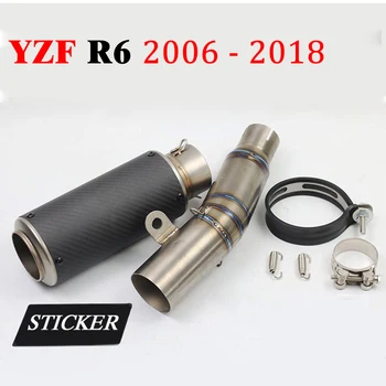 

For YAMAHA R6 YZF-R6 2006 - 2018 18 16 2017 2015 2014 Motorcycle Exhaust Pipe Moto Escape Muffler Echappement Moto with middle