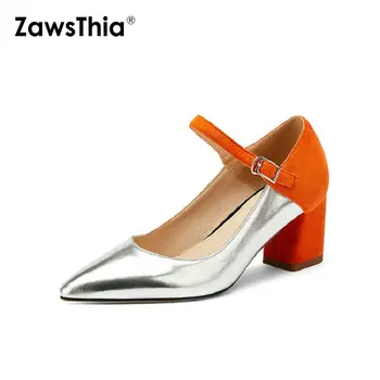 Sianie Tianie 2020 spring summer pointed toe orange silver woman pumps shoes block high heels women mary janes big size 46 48 45 
Sianie Tianie 2020 spring summer pointed toe orange silver woman pumps shoes block high heels women mary janes big size 46 48 45
