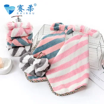 Superfine Fibre Warp Knitting Cationic Color Stripes gua jin Soft Absorbent Household Small Tower Mounted Hand Towel 
Superfine Fibre Warp Knitting Cationic Color Stripes gua jin Soft Absorbent Household Small Tower Mounted Hand Towel