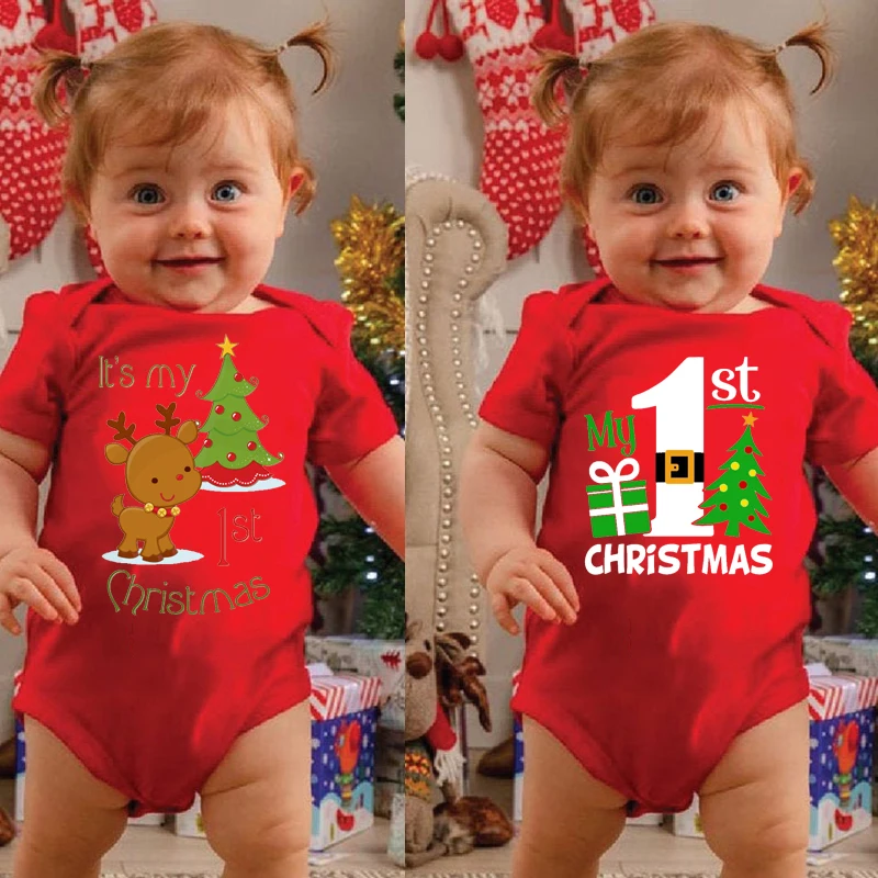 

My First Christmas Baby Red Cotton Christmas Jumpsuit Unisex Jumpsuit Baby Christmas Bodysuits Merry Christmas Presents