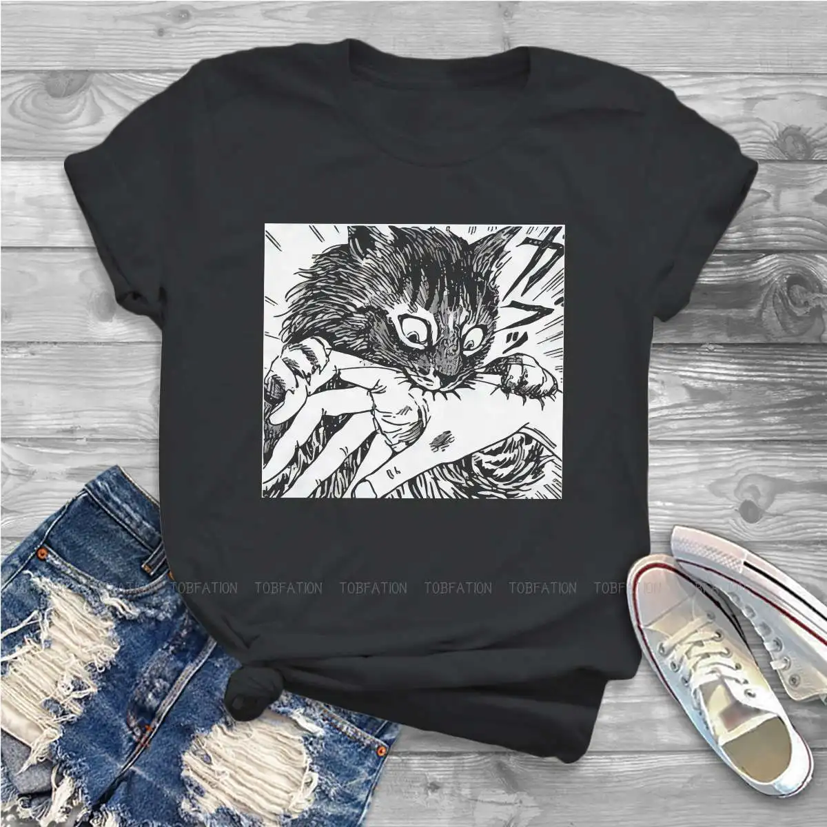 Рубашка женская с принтом «Мой милый кот», топ в винтажном стиле Junji Ito, Повседневная Блузка в стиле Харадзюку, большие размеры 
Рубашка женская с принтом «Мой милый кот», топ в винтажном стиле Junji Ito, Повседневная Блузка в стиле Харадзюку, большие размеры