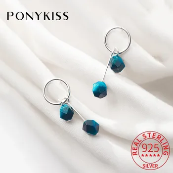 PONYKISS 100% 925 Sterling Silver Simple Geometric Blue Tiger's Eye Drop Dangle Earrings For Women Party Chic Fashion Accessory
PONYKISS 100% 925 Sterling Silver Simple Geometric Blue Tiger's Eye Drop Dangle Earrings For Women Party Chic Fashion Accessory