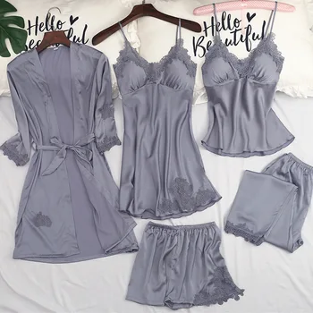 New Gray Womens M-XXL 5PC Strap Top Pants Suit Pajamas Sleepwear Sets Spring Autumn Home Wear Nightwear Kimono Robe Bath Gown
New Gray Womens M-XXL 5PC Strap Top Pants Suit Pajamas Sleepwear Sets Spring Autumn Home Wear Nightwear Kimono Robe Bath Gown
