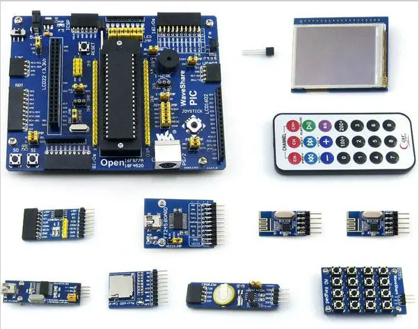 PIC16F877A-I/P PIC16F877A PIC 8-bit RISC Evaluation Development Board +11 Accessory Modules = Open16F877A Package A
PIC16F877A-I/P PIC16F877A PIC 8-bit RISC Evaluation Development Board +11 Accessory Modules = Open16F877A Package A
