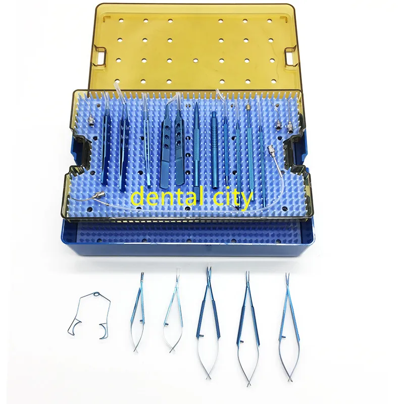 21PCS Titanium cataract set with double level sterilization tray box Ophthalmic Surgical tools
21PCS Titanium cataract set with double level sterilization tray box Ophthalmic Surgical tools