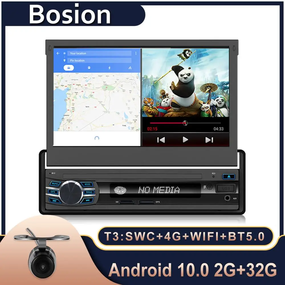 Android 10. Авто Радио In Dash 1 DIN 7 дюймов Выдвижной Автомобильный стерео головное
