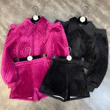 PREPOMP 2022 Winter Long Puff Sleeve Turn Down Collar Plaid Cotton Jacket High Waist Velvet Shorts Two Piece Set Outfits GC886
PREPOMP 2022 Winter Long Puff Sleeve Turn Down Collar Plaid Cotton Jacket High Waist Velvet Shorts Two Piece Set Outfits GC886