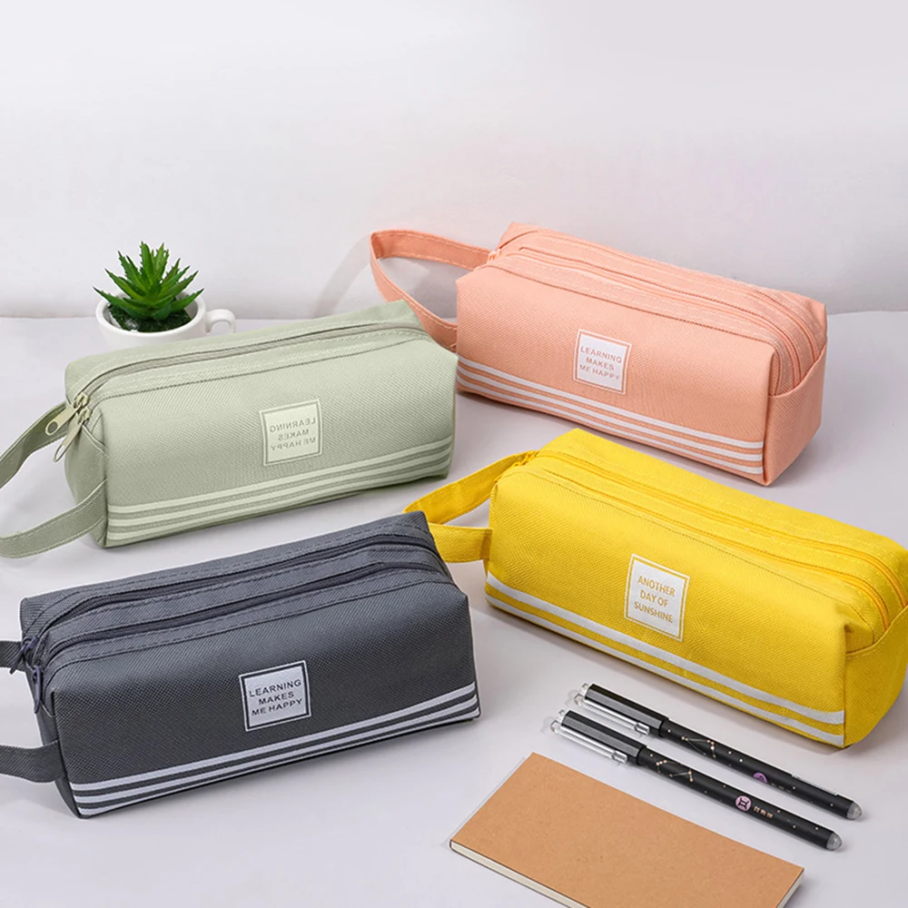 1 PCS Large Capacity Canvas Double-layer Pencil Bag Student Solid Color Multifunctional Stationery Bag Pencil Bag Stationery Box 
1 PCS Large Capacity Canvas Double-layer Pencil Bag Student Solid Color Multifunctional Stationery Bag Pencil Bag Stationery Box