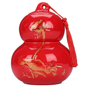 Celadon Tea Containers Ceramic Large Sealed Cans Household Gourd Ornaments Pu'er Tea Packaging Box ceramic canister tea storage