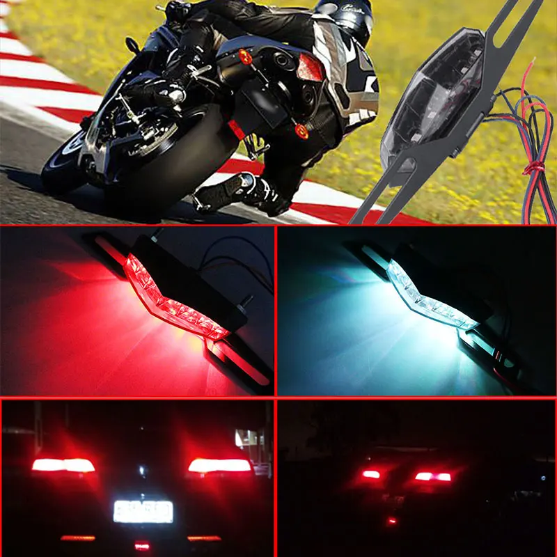 Auto LED Motorcycle Accessories Tail Brake Lights Stop Driving License Plate Lamp Car Rear Motorbike Taillight Moto 12V 1PC HLXG 
Auto LED Motorcycle Accessories Tail Brake Lights Stop Driving License Plate Lamp Car Rear Motorbike Taillight Moto 12V 1PC HLXG