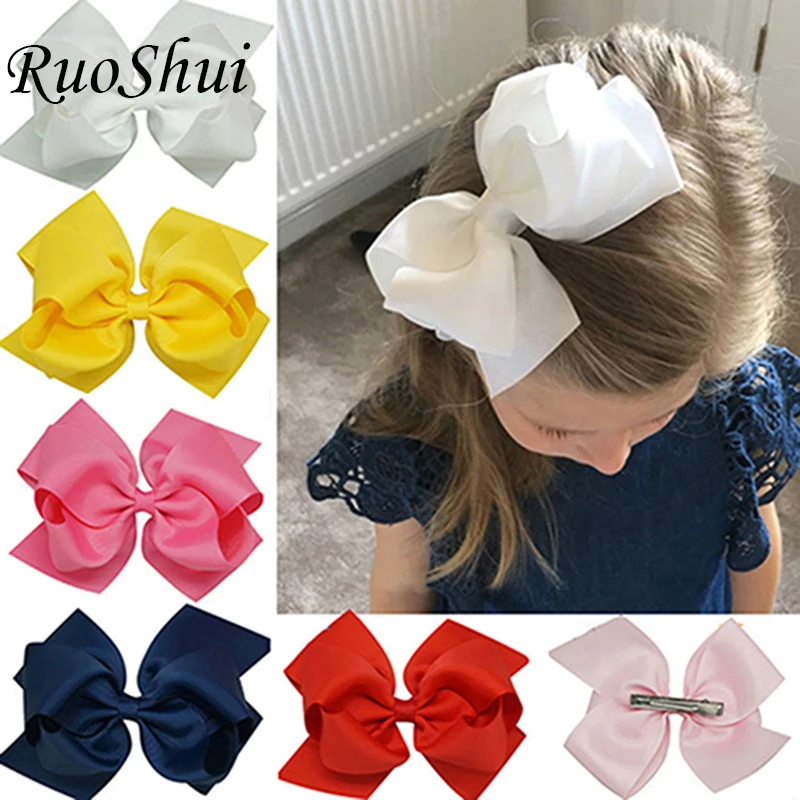 

5.5 inch Girls Hair Bows Hair Clip Solid Ribbon Handmade PrincessTwo Layers Bow Knot Hairpins Barrette Boutique Hair Accessories