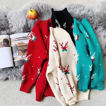 Lucyever Christmas Women Pullover Sweater Fashion Knitted Jumper Winter Thick New Year Sweater Loose Ladies Pull Noel Femme 2020
Lucyever Christmas Women Pullover Sweater Fashion Knitted Jumper Winter Thick New Year Sweater Loose Ladies Pull Noel Femme 2020