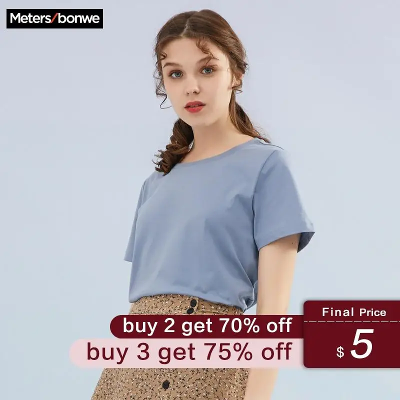 Metersbonwe 2020 Summer New Female T-shirt Cotton Harajuku Aesthetics Tshirt Solid Color Tops Fashion Casual Basic T Shirt
Metersbonwe 2020 Summer New Female T-shirt Cotton Harajuku Aesthetics Tshirt Solid Color Tops Fashion Casual Basic T Shirt