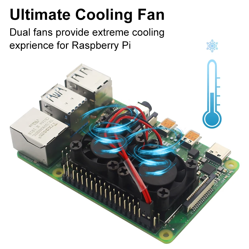 Raspberry Pi 4 Model B Dual Fan with Heat Sink Double Cooling Cooler Radiator for 4B | Компьютеры и офис