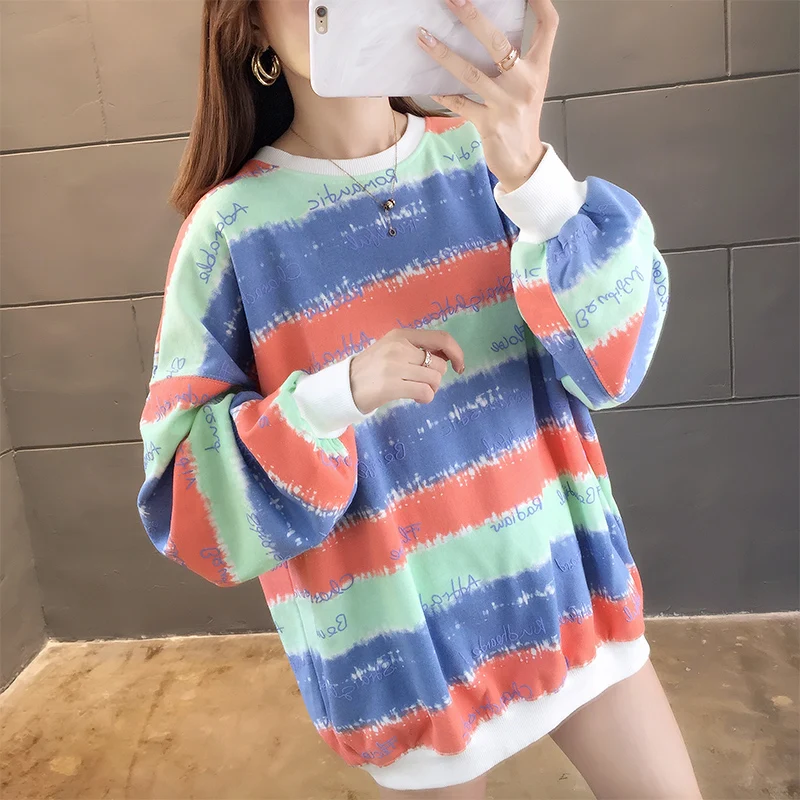 2019 New Harajuku Loose Rainbow Striped Sweatshirts Women O Collar Letters Print Sweet Oversized Hoodie Yellow
2019 New Harajuku Loose Rainbow Striped Sweatshirts Women O Collar Letters Print Sweet Oversized Hoodie Yellow
