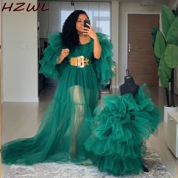 Green Women Maternity Dresses For Photo Shoot Full Sleeves Ruched Layered Tulle Prom Dress for Baby Shower Cheap Party Vestidos 
Green Women Maternity Dresses For Photo Shoot Full Sleeves Ruched Layered Tulle Prom Dress for Baby Shower Cheap Party Vestidos