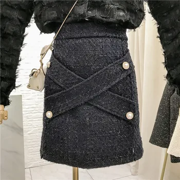 Pearl Clasp Woolen Package Hip Winter Skirt Womens Korean Small Fragrant Wind High-Waist Cross Skirt Girls Lady Sexy Mini Skirts
Pearl Clasp Woolen Package Hip Winter Skirt Womens Korean Small Fragrant Wind High-Waist Cross Skirt Girls Lady Sexy Mini Skirts