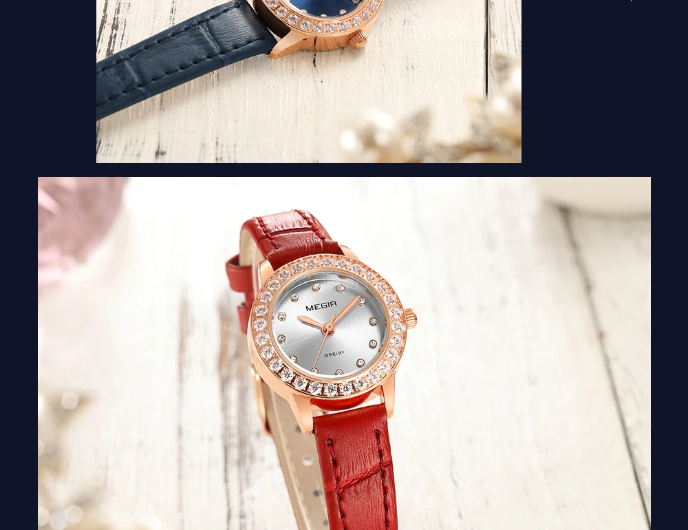 MEGIR Women Watch Fashion Quartz Watches Lady Blue PU Watchband Casual 3ATM Waterproof Wristwatch Gift for Girl Wife Woman 2019 MEGIR Women Watch Fashion Quartz Watches Lady Blue PU Watchband Casual 3ATM Waterproof Wristwatch Gift for Girl Wife Woman 2019