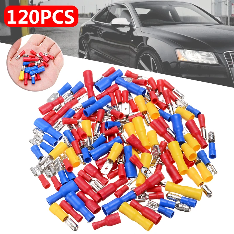 120Pcs/set 10-16 AWG Car Electrical Assorted Insulated Wire Cable Terminal Crimp Connector Spade Set Kit
120Pcs/set 10-16 AWG Car Electrical Assorted Insulated Wire Cable Terminal Crimp Connector Spade Set Kit