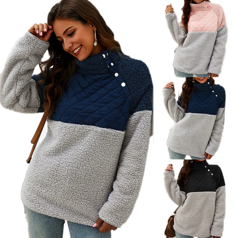 Thick Warm Jacket Turtleneck Fuzzy Long Sleeves Patchworks Pullover Autumn Winter Soft Jumper Ladies Casual Loose Tops
Thick Warm Jacket Turtleneck Fuzzy Long Sleeves Patchworks Pullover Autumn Winter Soft Jumper Ladies Casual Loose Tops