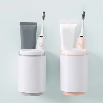 Magnetic Suction Cup Set Punch-Free Toothbrush Holder With Couple Double Brush Cup Storage Shelf Bathroom Organizer Wall Shelf 
Magnetic Suction Cup Set Punch-Free Toothbrush Holder With Couple Double Brush Cup Storage Shelf Bathroom Organizer Wall Shelf