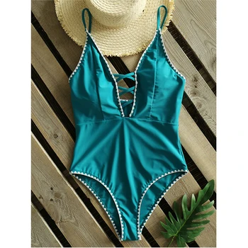 Deep V-Neck One-Piece Swimsuit Sexy Backless Summer Padded Cups Swimwear Women Monokini 2020 Girl Beach Bathing Suit Monokini 
Deep V-Neck One-Piece Swimsuit Sexy Backless Summer Padded Cups Swimwear Women Monokini 2020 Girl Beach Bathing Suit Monokini