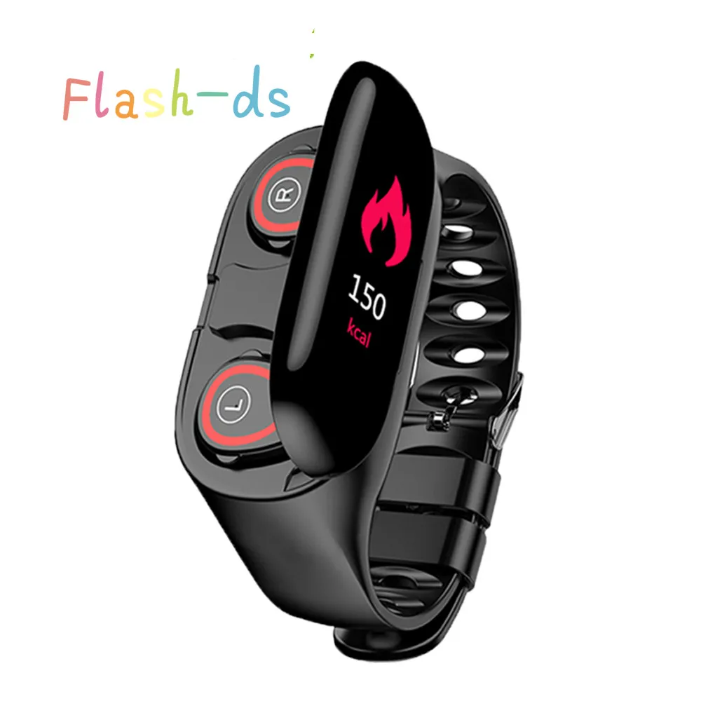 Flash-ds M1 новейший AI Смарт-часы с Bluetooth наушником монитор сердечного ритма умный