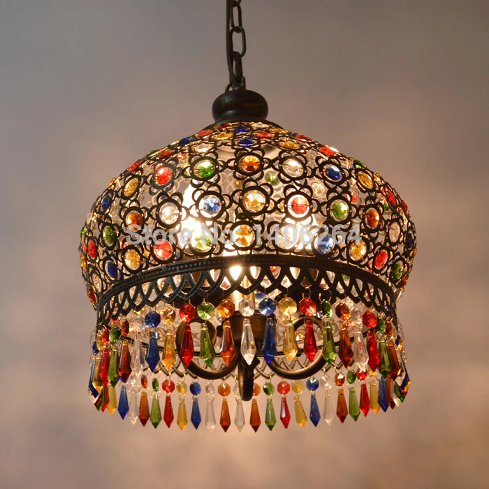 18CM Mediterranean Iron Colourful Crystal LED Decoration Droplight Ceiling Lamp For Cafe Bar Hall Club Store Restaurant Balcony
18CM Mediterranean Iron Colourful Crystal LED Decoration Droplight Ceiling Lamp For Cafe Bar Hall Club Store Restaurant Balcony
