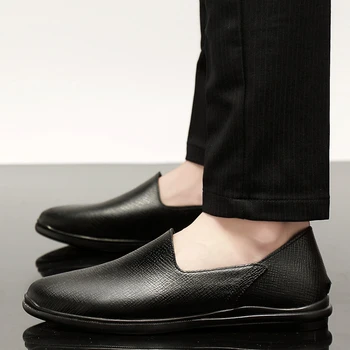 

men casual business dress black genuine leather shoes slip-on driving oxfords boats shoes gentleman loafers zapatos moccasins