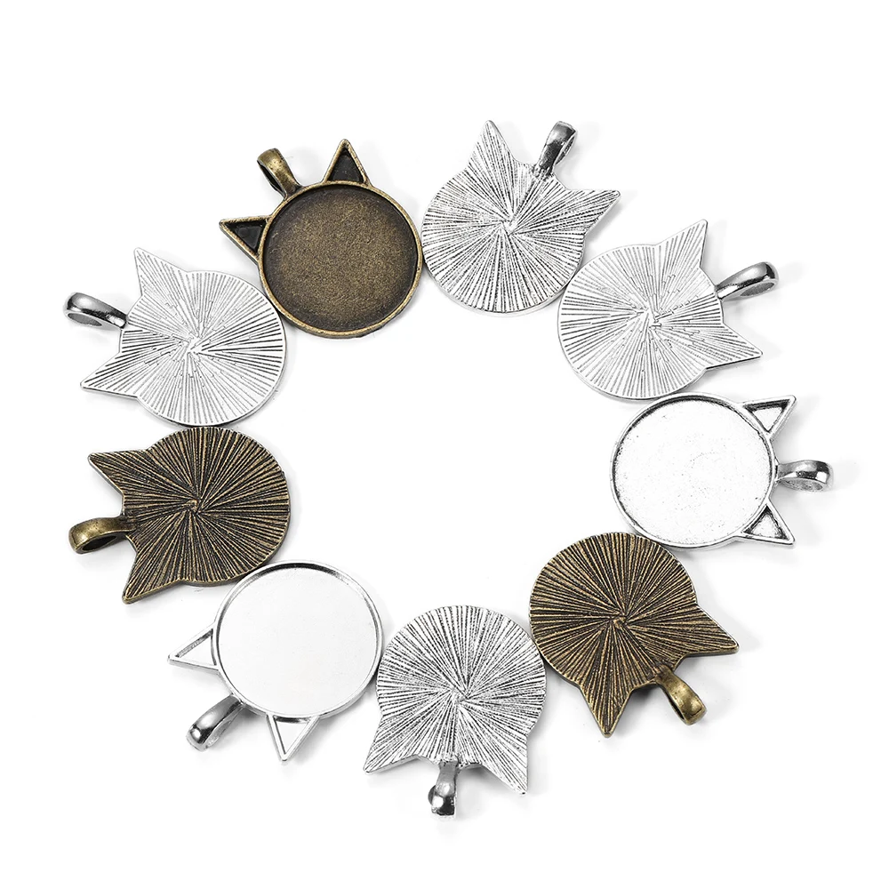 DIY Jewelry Making 5PCS Cat Ears Shape Setting Charms Cabochon Cameo Base Tray Bezel Blank 25mm Round Glass Pendant Necklace
DIY Jewelry Making 5PCS Cat Ears Shape Setting Charms Cabochon Cameo Base Tray Bezel Blank 25mm Round Glass Pendant Necklace