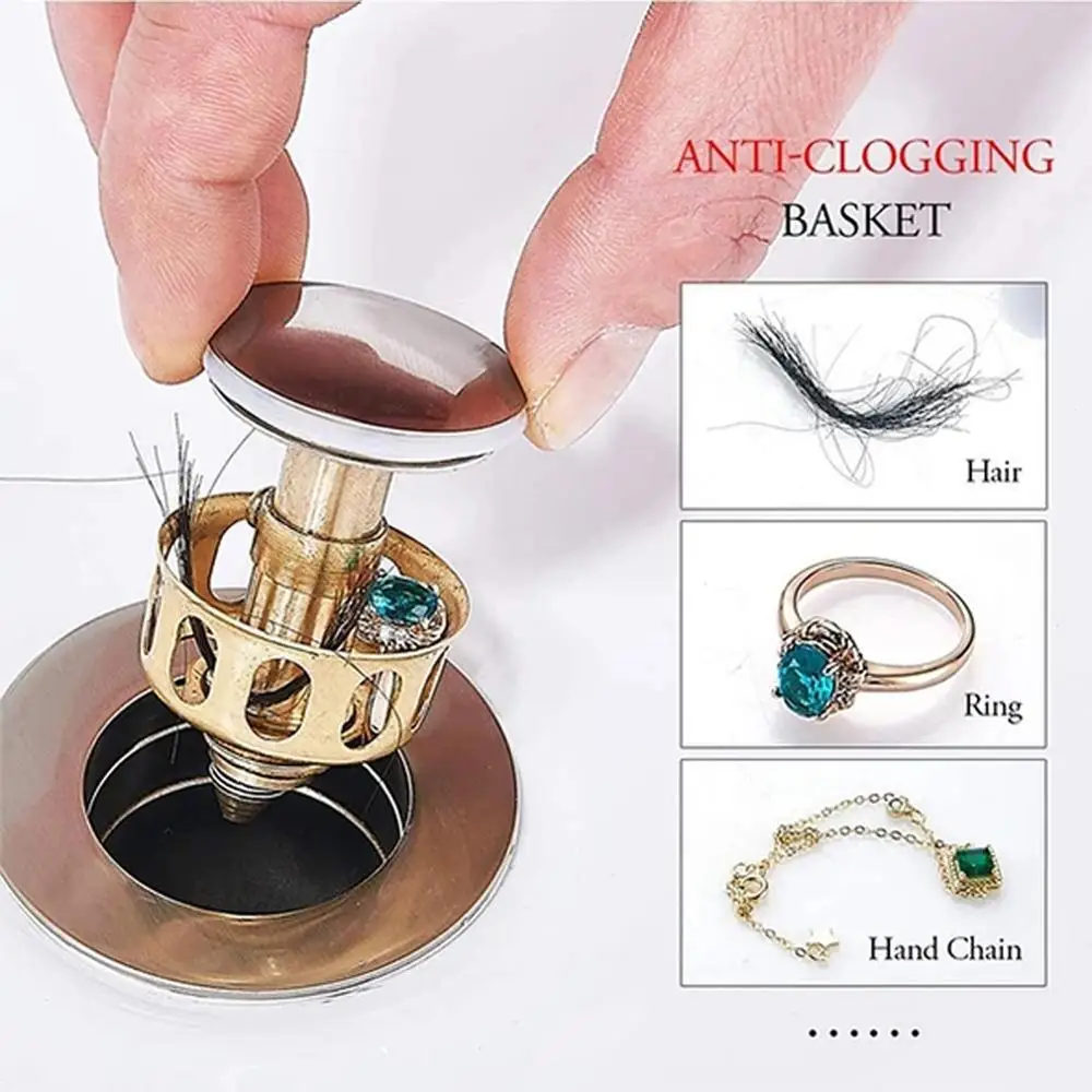 Universal Wash Basin Bounce Drain Filter No Overflow Pop up Bathroom Sink Plug with Basket Kitchen Strainer Sink 1.38'' Diameter
Universal Wash Basin Bounce Drain Filter No Overflow Pop up Bathroom Sink Plug with Basket Kitchen Strainer Sink 1.38'' Diameter