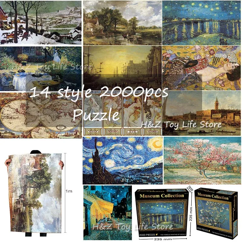 14Type Adult 2000 Pieces World Oil Painting Puzzles Difficult Famous Starry Night Thicker Paper Puzzle Christmas Gift for Child
14Type Adult 2000 Pieces World Oil Painting Puzzles Difficult Famous Starry Night Thicker Paper Puzzle Christmas Gift for Child
