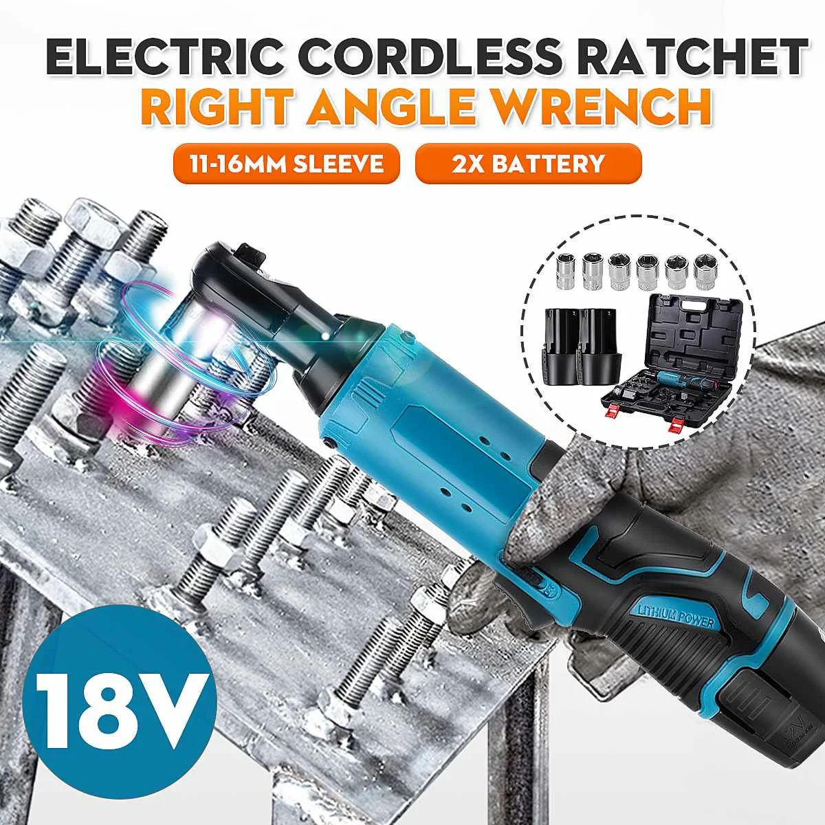 12V 18V 28V 42V Electric Cordless Right Angle Wrench Kit Electric Ratchet Wrench Rechargeable 2 Lithium-Ion Battery For Car
12V 18V 28V 42V Electric Cordless Right Angle Wrench Kit Electric Ratchet Wrench Rechargeable 2 Lithium-Ion Battery For Car