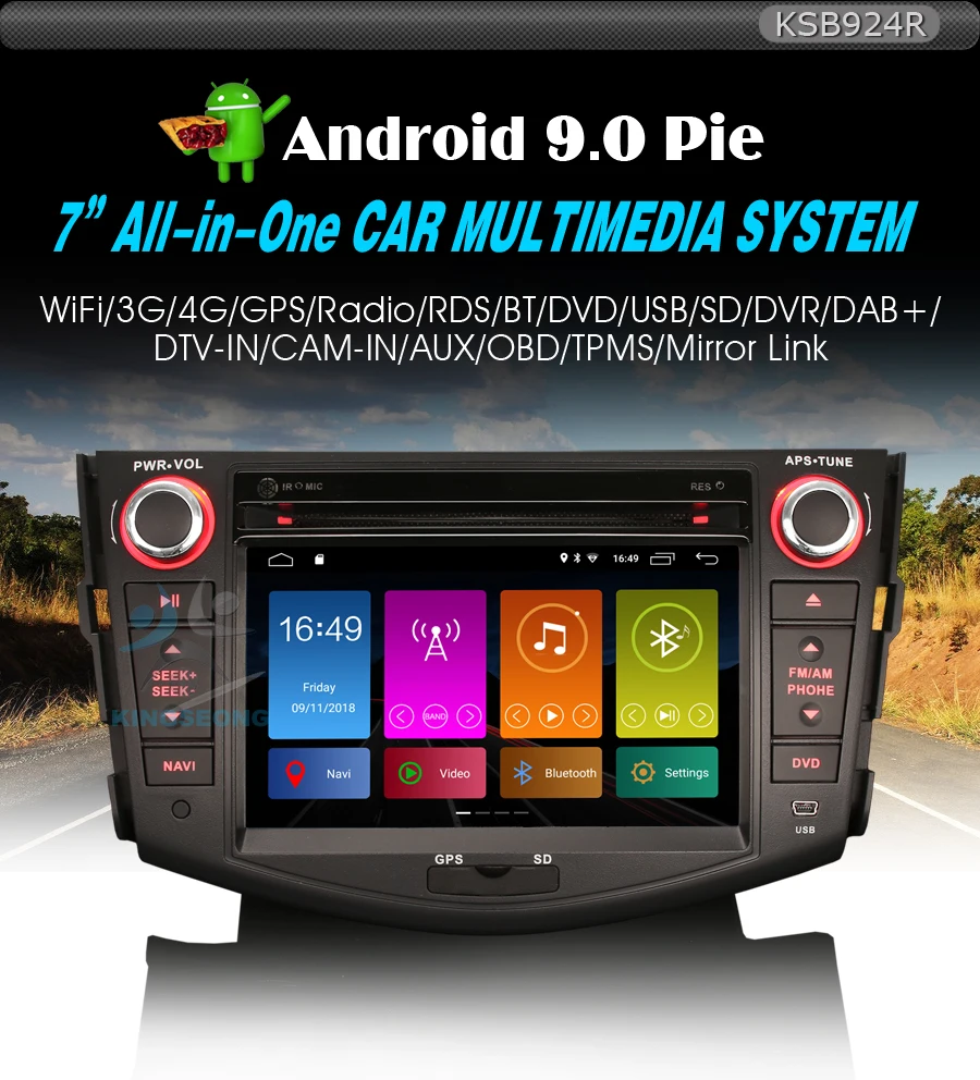 Discount Car stereo Headunit for TOYOTA RAV4 2006-2012 GPS DVD Sat Nav 7" Android 9.0 WIFI 4G DVR OBD DVT-IN SWC TPMS 0