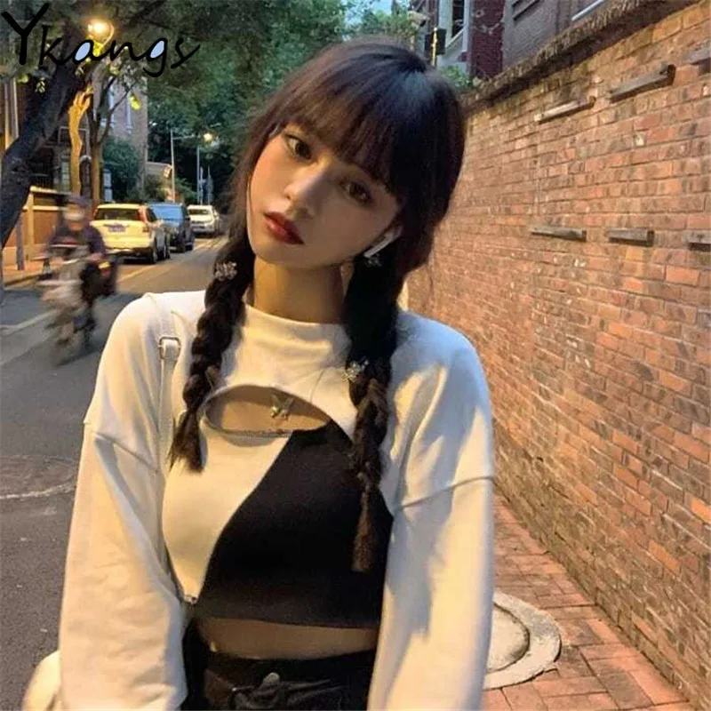 Sexy O-Neck Long Sleeve Irregular Crop Top Pullover Korean Goth Streetwear Patchwork Loose Casual Ins Vest Sweatshirt for Women
Sexy O-Neck Long Sleeve Irregular Crop Top Pullover Korean Goth Streetwear Patchwork Loose Casual Ins Vest Sweatshirt for Women