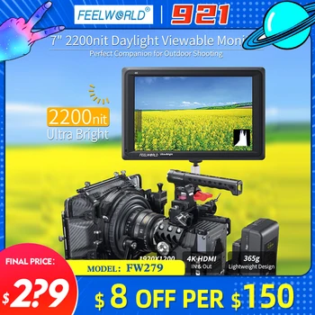 FEELWORLD FW279 7” Ultra Bright 2200nit on Camera Field DSLR Monitor Full HD 1920x1200 Display 4K HDMI Input Output Brightness
FEELWORLD FW279 7” Ultra Bright 2200nit on Camera Field DSLR Monitor Full HD 1920x1200 Display 4K HDMI Input Output Brightness