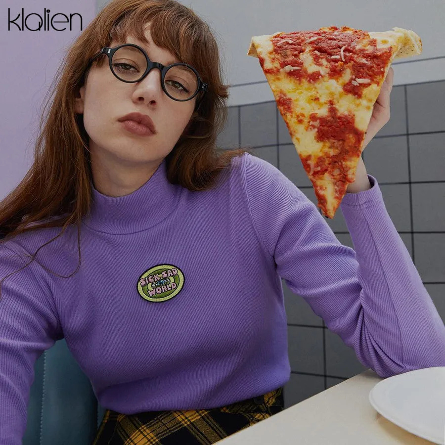 KLALIEN women casual fashion long sleeve turtleneck purple 2019 autumn letter tees elegant sweatshirts female pullover loose new
KLALIEN women casual fashion long sleeve turtleneck purple 2019 autumn letter tees elegant sweatshirts female pullover loose new