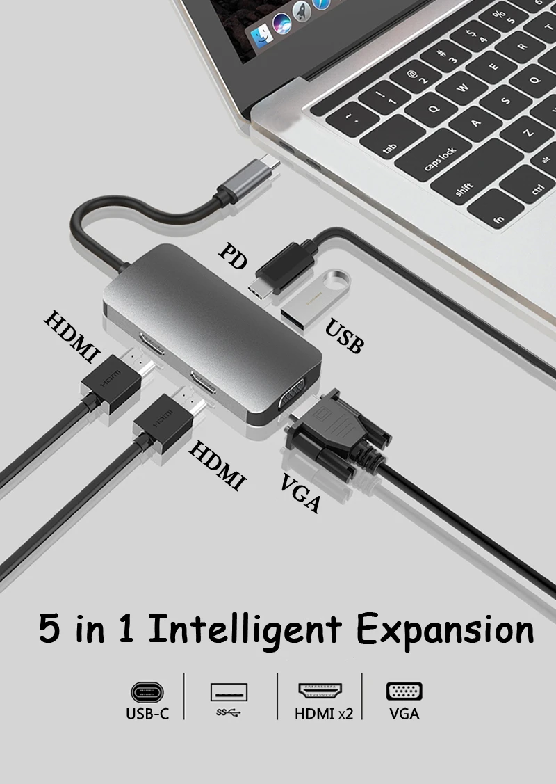 MST Docking Station HUB Type C HDMI USB VGA Hub for Laptop Macbook Pro Lenovo Samsung 5 in 1 Adapter
MST Docking Station HUB Type C HDMI USB VGA Hub for Laptop Macbook Pro Lenovo Samsung 5 in 1 Adapter