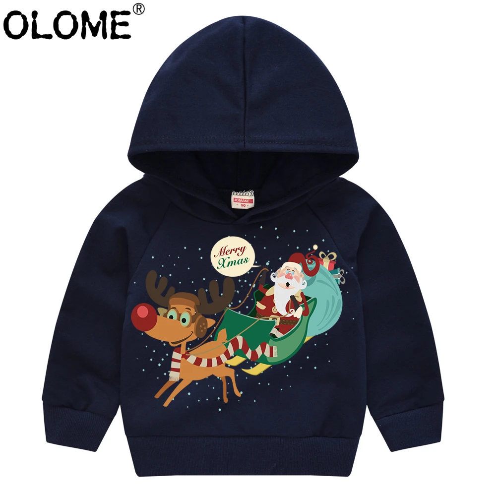 

Baby Boy Hoodies Girls Christmas Clothes Unisex Children Sweatshirt 2021 Toddler Pullover Tops OLOME Cartoon Kids Outwear 0-3 Y