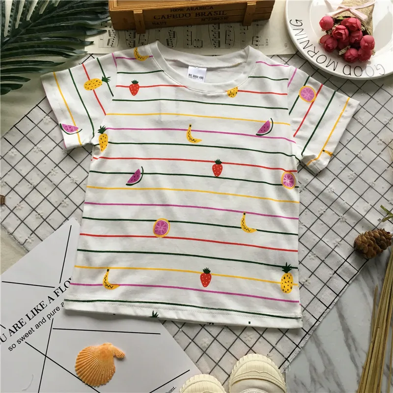 

Tonytaobaby Summer New Men and Women Baby Striped Fruit Short Sleeve Cotton Breathable T-shirt