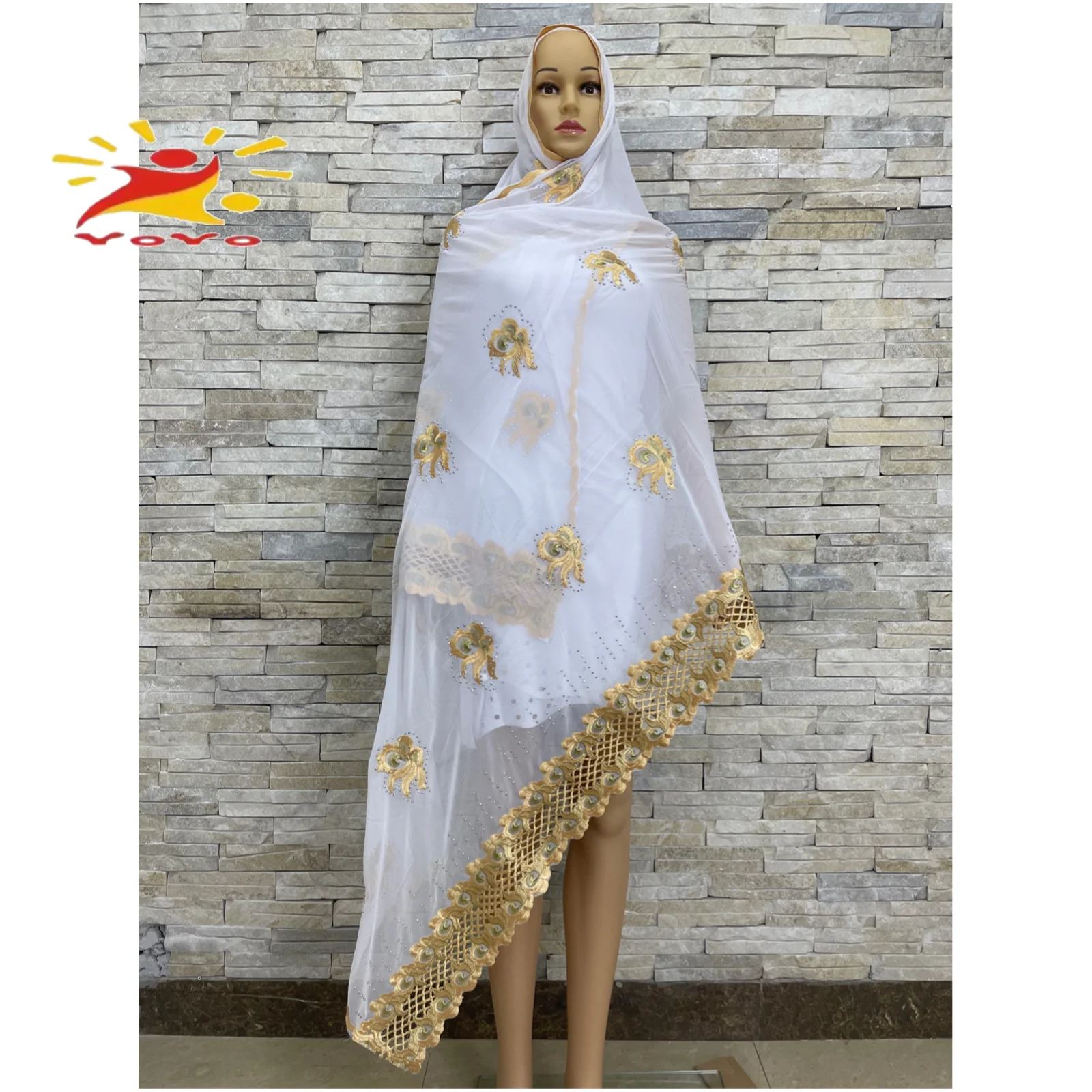 New African Women High Quality Chiffon Scarf Embroidery Muslim Hijab Economic Splicing Design | Тематическая одежда и