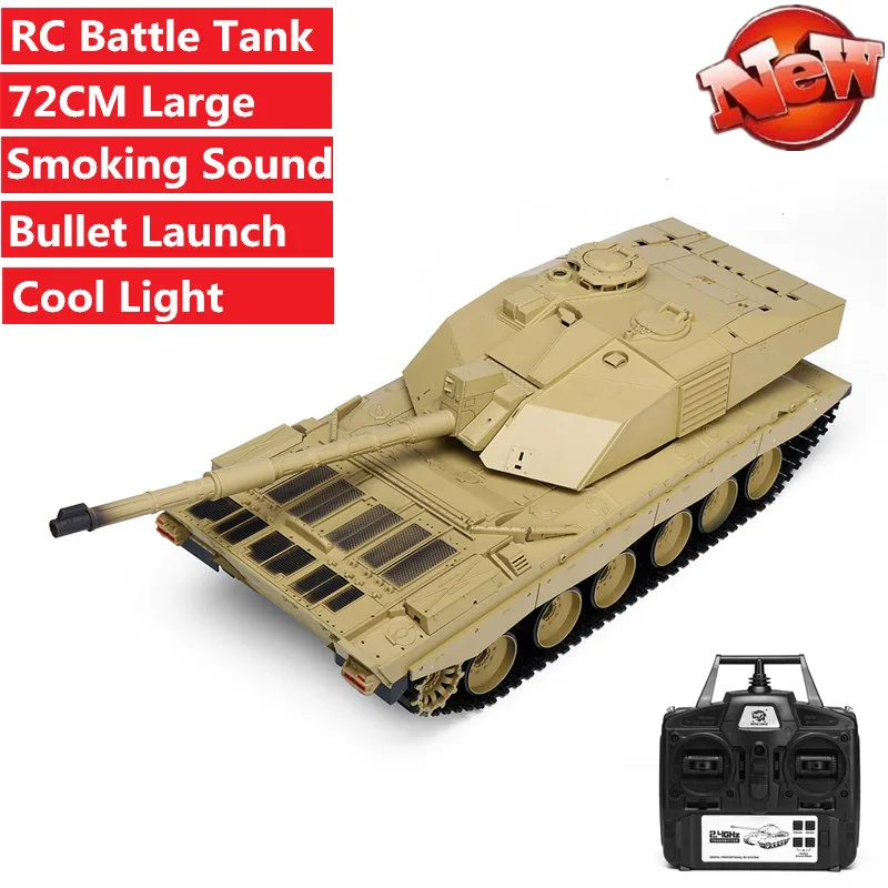 72cm Large Size 2.4G Multi-function stunt RC Battle Tank Challenger II Tank Model Toy with Sound Smoking Bullet Launch light toy
72cm Large Size 2.4G Multi-function stunt RC Battle Tank Challenger II Tank Model Toy with Sound Smoking Bullet Launch light toy