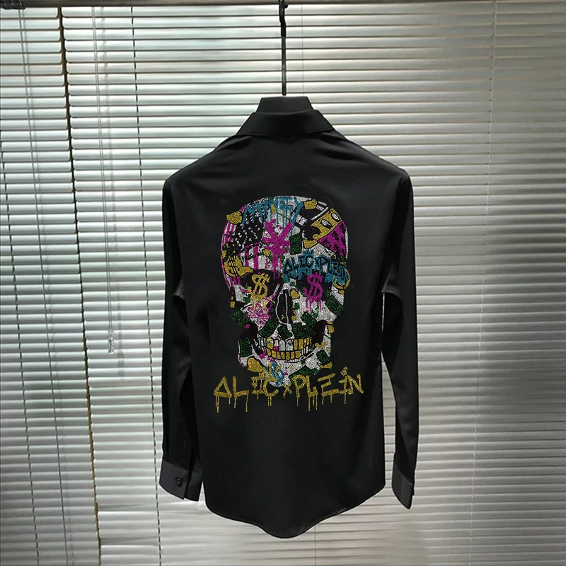 Autumn Hot Diamond Style Skull Design Button T-Shirt Overalls Exquisite Cotton Lapel Solid Color Simple Long Sleeves
Autumn Hot Diamond Style Skull Design Button T-Shirt Overalls Exquisite Cotton Lapel Solid Color Simple Long Sleeves