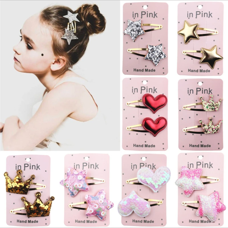

New children's hair clip, five-pointed star, heart-shaped crown, BB clip, baby hair accessories, headdress, and hair accessories