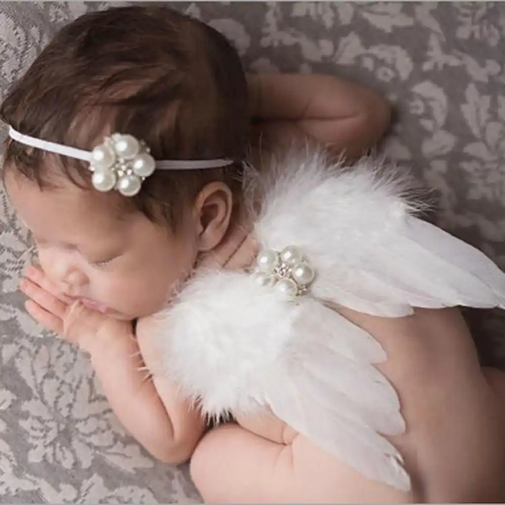 headband newborn feather costume hairband baby shower girl angle